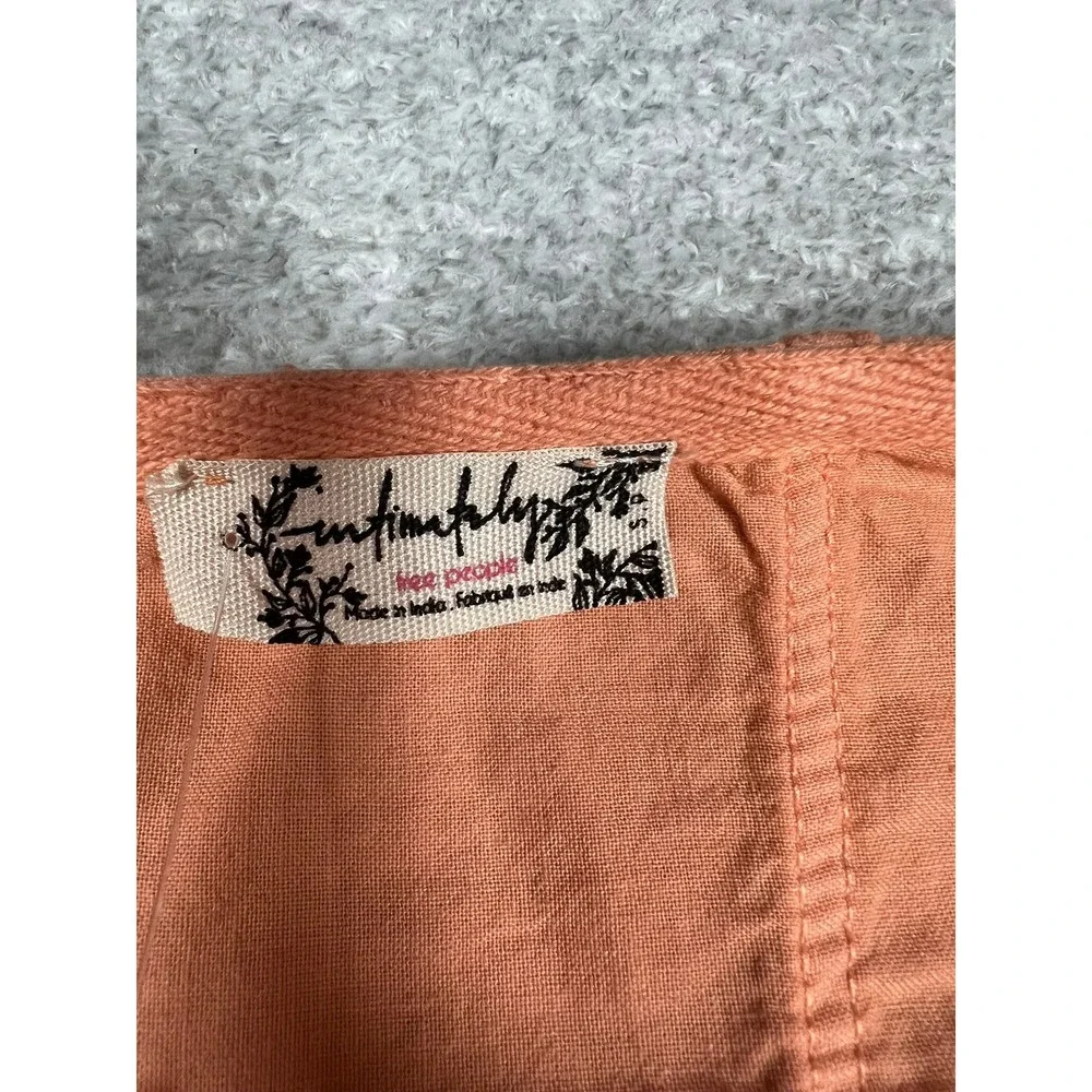 Free People Intimately Golden Hour House Shirt Melon Orange Cotton‎ Small NEW